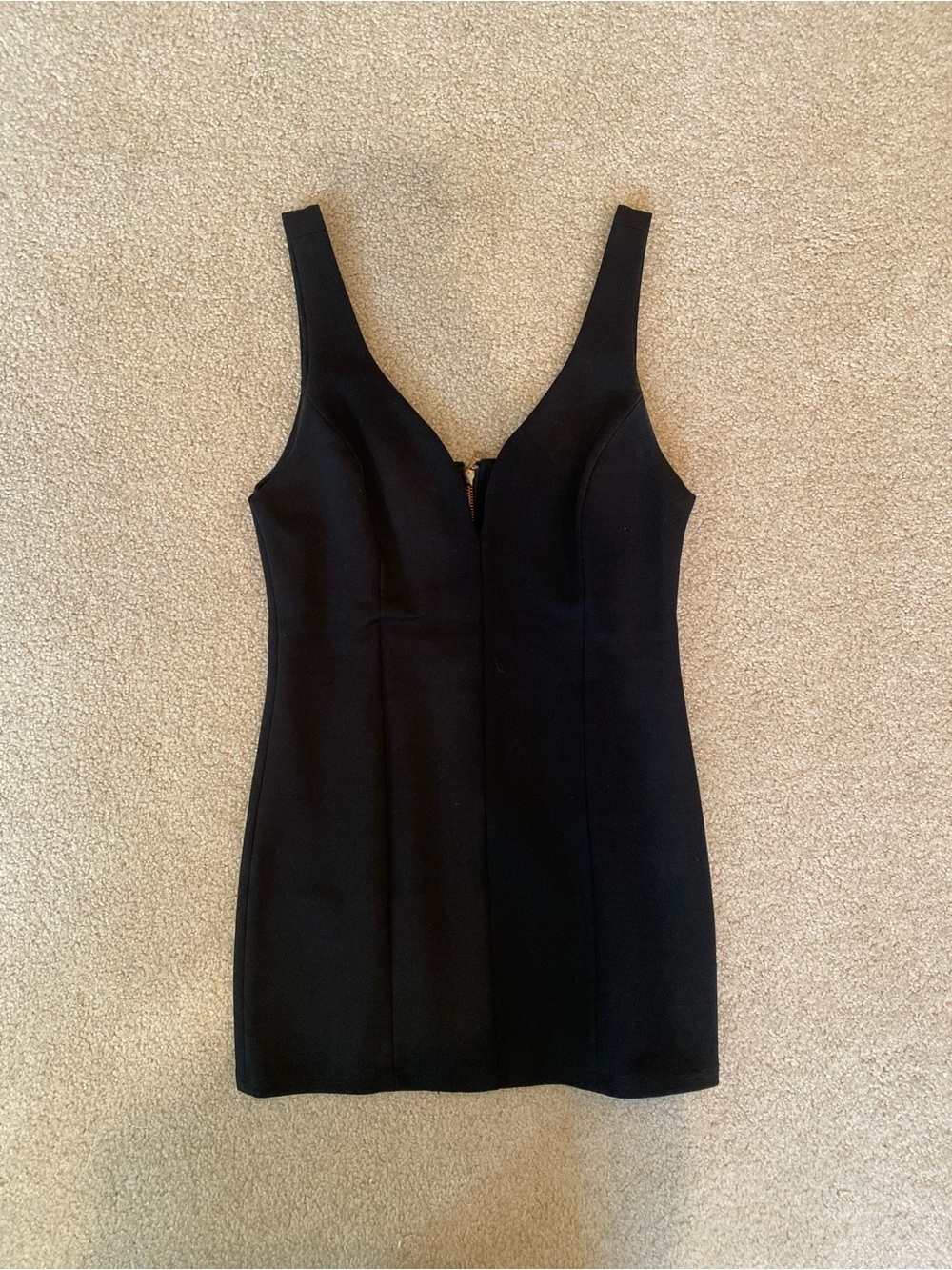 Signature 8 Black Knit Polyester Bodycon Mini Dress V-Neck Full Zip Size M